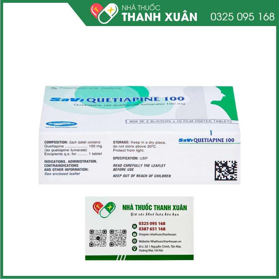 Savi Quetiapine 100 điều trị tâm thần phân liệt, rối loạn lưỡng cực